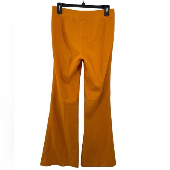 NWT Zara Pants Women's Size XS Mid Rise Flared Flat Front Orange Yellow Trousers - Picture 4 of 9